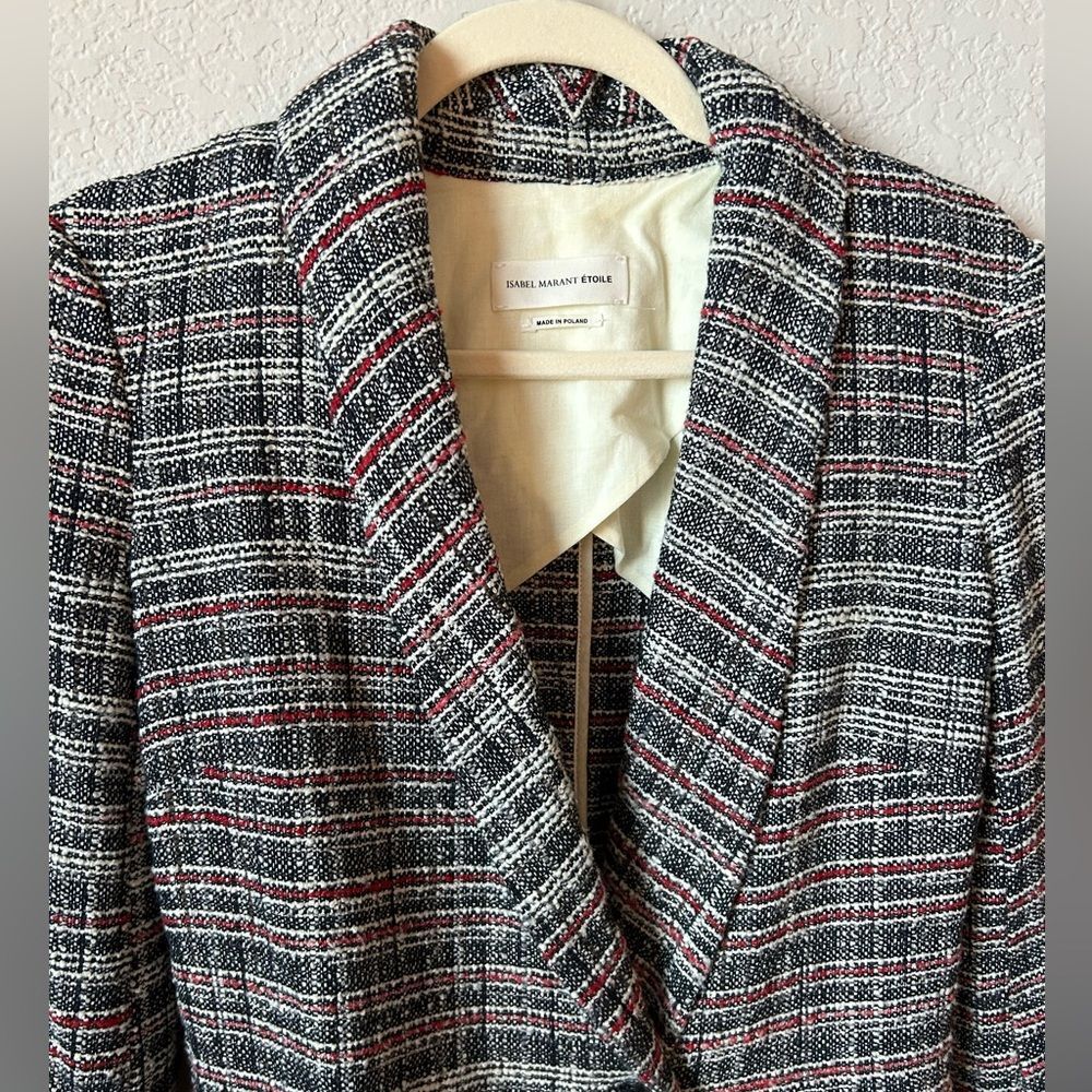 Isabel Marant Etoile Tweed Blazer in Black/Red/White, Size 36 (US S) - Picture 6 of 12